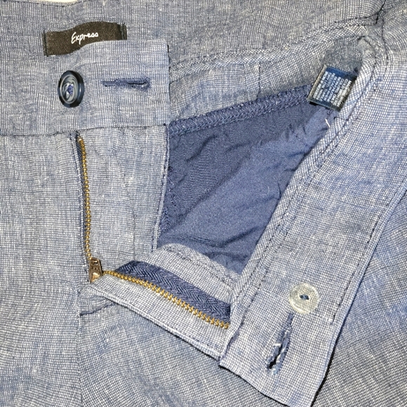 Vintage Express Blue Linen/Cotton Blend Shorts - Picture 3 of 4